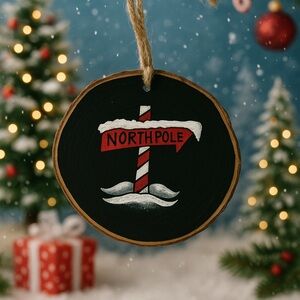 North Pole Holiday Ornament - Black and Red